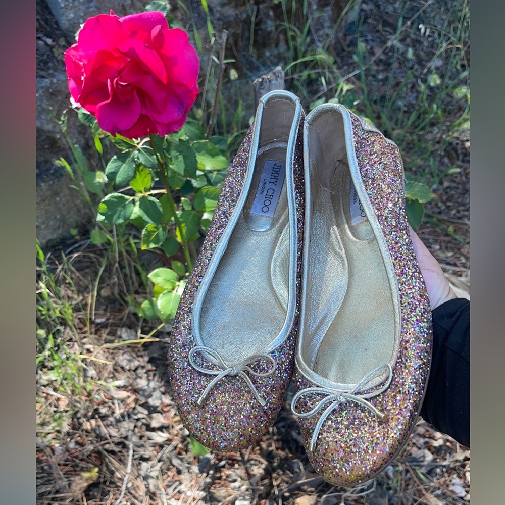 Jimmy Choo Glitter Ballet Flats - Pink Multicolor